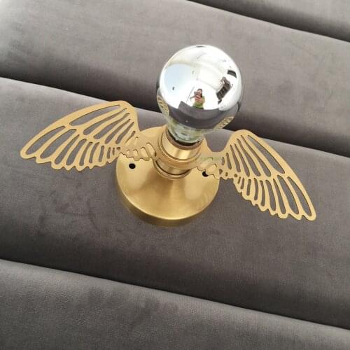 Brass Wall Sconce North Europe Retro Corridor Bedroom Bedside Wing Wall Lamp All Copper Hollow Wing Ins Shape Wall Light