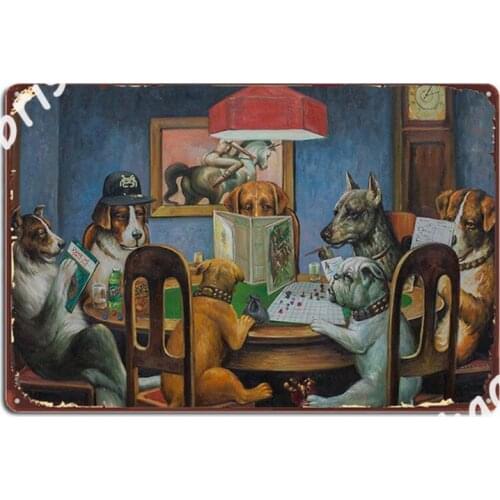 Dogs Playing Metal Signs Cinema Garage Pub Garage Design Metal Posters