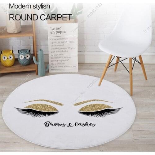 Fashion Eyelashes Soft Round Carpet Modern Home Decor Floor Rug Bedroom Anti-slip Play Mats for Children Chair