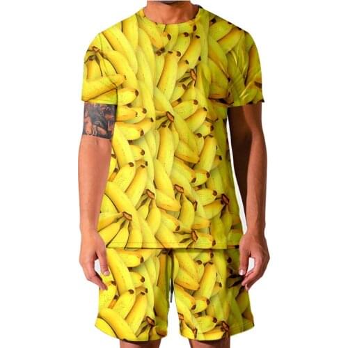 2021 Casual Outfit Fruit banana Style Mens Sets Summer Beach Short Sleeve Set Male Fashion O-Neck T-Shirt Shorts Suit Tracksuit