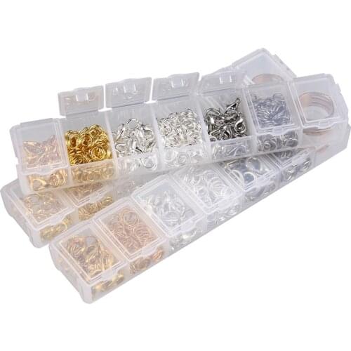 1 Box Jewelry Findings Accessories Kit Box Set Gold/rhodium/Silver Color Lobster Clasps Jump Rings for DIY Jewelry Making Tools