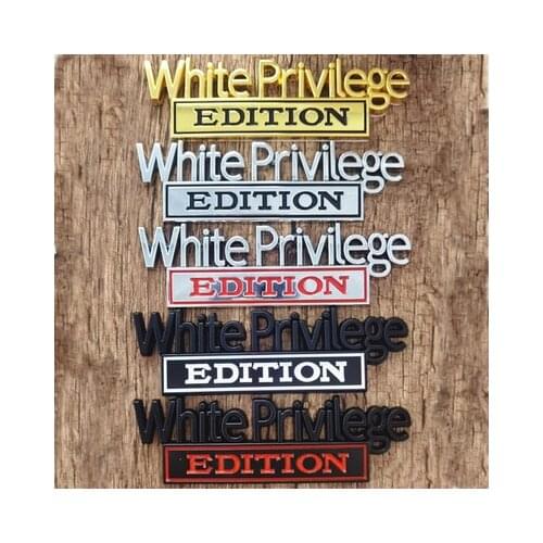 5X 3D Metal White Privilege Edition Truck Rear Car Sticker For VW Golf 4 Ford Focus 3 Toyota Auris Seat Exeo Bmw E46