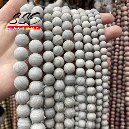 Natural Matte Gray Stripe Wood Jaspers Beads Round Loose Beads For Jewelry Making Diy Charm Bracelet Necklaces 4 6 8 10 12mm 15"