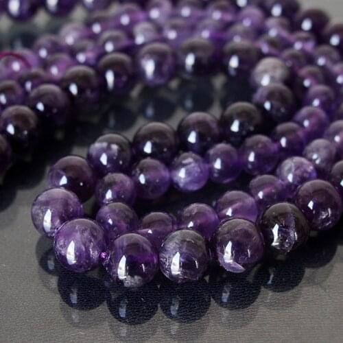 NiceBeads 4 6 8 10MM Purple Beads Natural Amythest Stone Beads DIY Loose Beads For Women Jewelry Making Beads Strands Diy