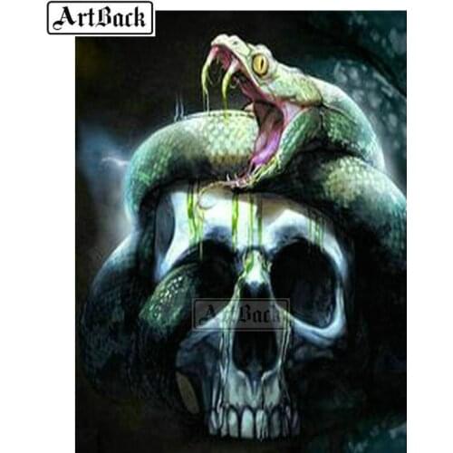 New arrival full square / round drill 5d diy diamond painting snake skull icon 3d diamond mosaic embroidery decoration ARB30