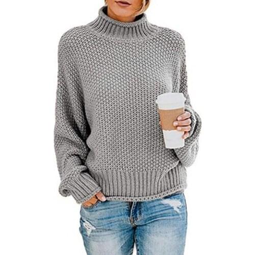 Solid Color Knitted Sweater Long Sleeve All-matched Turtleneck Rolled Edges Women Sweater Pullover for Autumn Winter xxxl