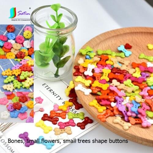 Wholesale Cute Bones, Small Flowers, Small Trees Shape Random Mixed Color Buttons Sewing Clothing Accessories Buttons A0378F