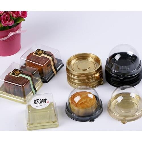 1000Sets 50/80/100g Plastic Cake Box Single Individual Moon Cake Tray Boxes Plastic Mooncake Pvc Boxes Food Gift Packaging Boxes