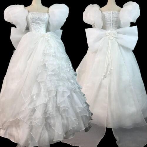 Movie Enchanted Role-playing Princess Dress Fantasy Halloween Carnival Cosplay Costume Adult Women White Wedding Dress