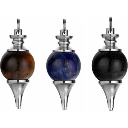 Reiki Tiger Eye Pendulum Natural Stone Pendant For Dowsing Pink Quartz Opal Black Onyx Men Fashion Jewelry Free Shipping