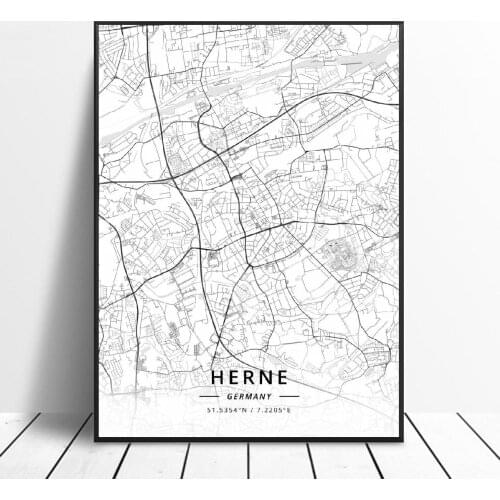 Herne Kassel Erfurt Freiburg Augsburg Potsdam Germany Canvas Art Map Poster