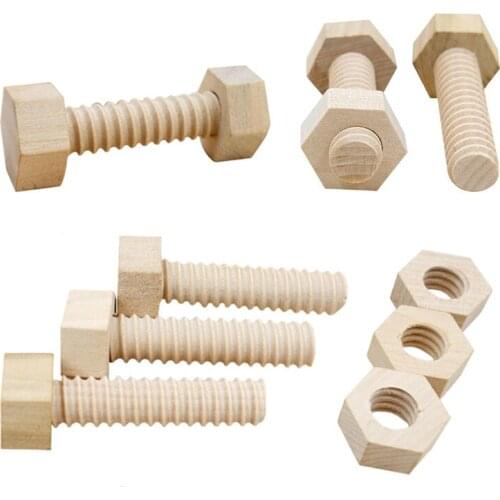 Educational Screw Nut Assembling Matching Game Wooden Toy Solid Wood Screw Nut Hands-On Teaching Aid Development Toy for Child