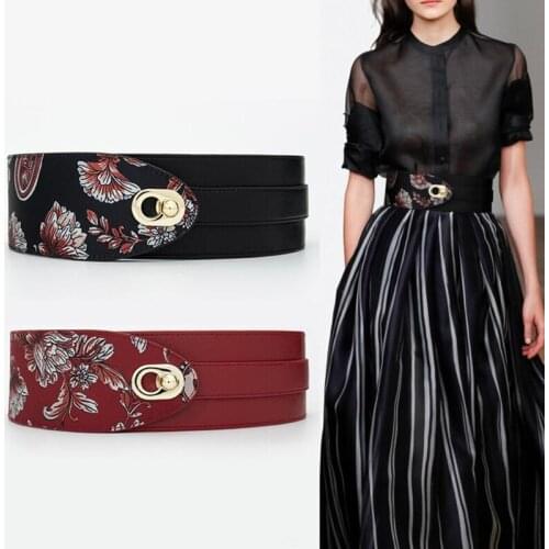 Luxury vintage Women Belt waist seal fashion Printing belts Ladies Wide Waistband with overcoat sweater elastic Beltsdecorative