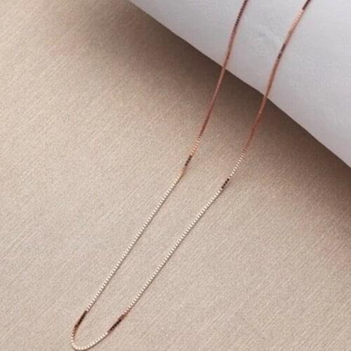 Silver Gold Rose Gold 3 Color Naked Chain Necklace Stainless Steel Box Chain With 5CM Extending Length Ajustable Necklace