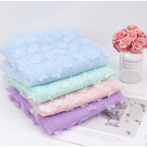 Mesh Tulle Fabric By The Yard Solid Flower Gauze Yarn Fabrics Dress Skirts Making Wedding Decor DIY Crafts Supplies 90*150cm 1pc
