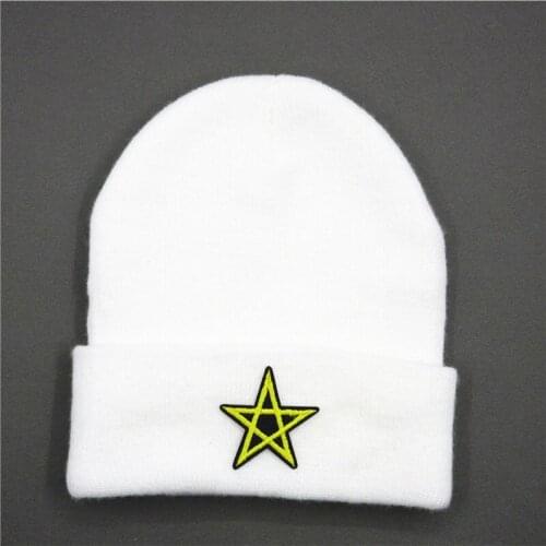 LDSLYJR Golden five-star embroidery Thicken knitted hat winter warm hat Skullies cap beanie hat for men and women 180