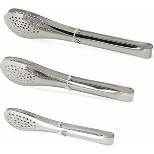 3Sizes Stainless Steel Kitchen Tongs Hollow-out Barbecue Salad Restaurant Food Clips Non-stick Serving Food BBQ Tools Accessori