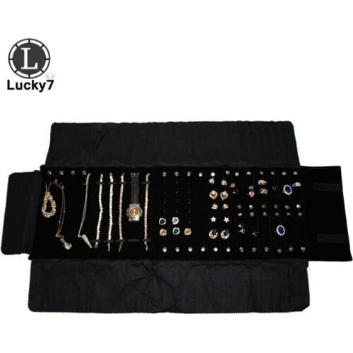 Max Lengthen Jewelry Foldable Roll Bag Organizer Storage Box Velvet Multi Functional Necklace Rings Earrings Organizer Case
