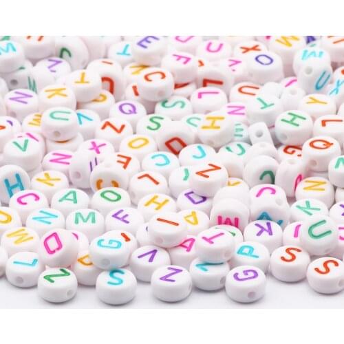 Mixed White Acrylic Letter Beads 4x7mm Round Alphabet Spacer Loose Beads For Jewelry Making Diy Necklace Bracelet Accessories