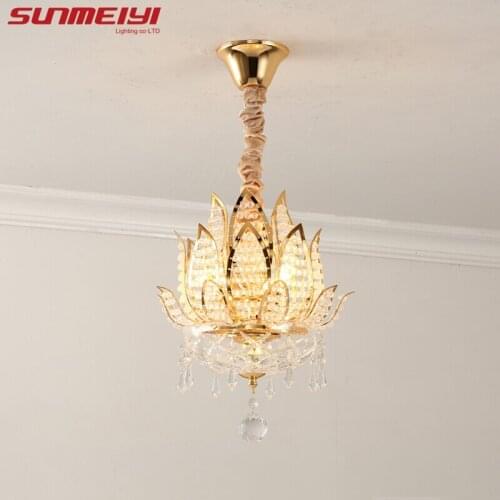 Modern Led Pendant Lights Lotus Lamp For Living Room Bedroom Corridor Stairs Light Crystal Hanging Lamp Nordic Indoor Fixtures