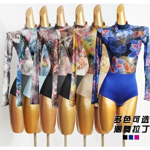 Autumn Latin Dance Tops Women Pink Dancing Jumpsuit Long Sleeve Clothes Ballroom Dress Ladies Competition Dance Tops VDB1165