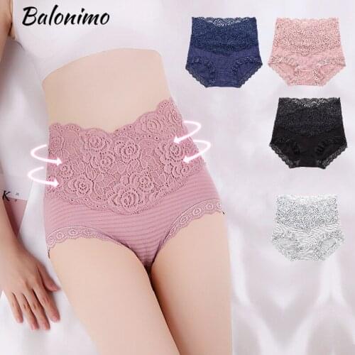 High Waist Underpants Sexy Lace Breathable Briefs Cotton Panties Womens Lingerie Soft Antibacterial Underwear Female Intimates