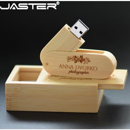 JASTER Wooden USB + gift box USB Flash Drive pendrive 8GB 16G 32GB Memory stick LOGO customized for photography wedding gifts