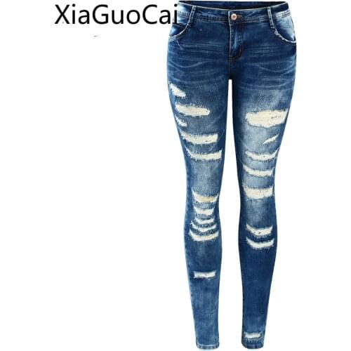XiaGuoCai Womens Ripped Jeans