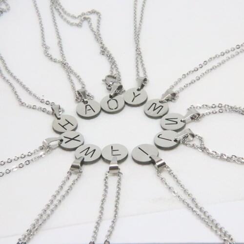 1pc Geometric Initial Necklace Tiny Letters Pendants Gold Rose Gold Color Stainless Steel Necklaces Chokers Statement Women