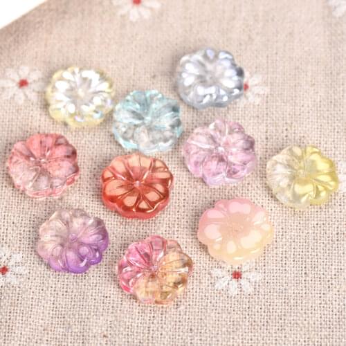 10pcs 15mm Round Flower Shape Crystal Glass Loose Crafts Beads for Jewelry Making DIY Crafts