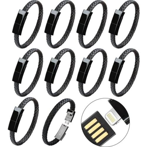 10 Pcs Sports Portable Wireless Convenient Usb Bracelet Charger Cable Leather Adapter For IPhone 7 For Iphone 8 For IPhone Xs