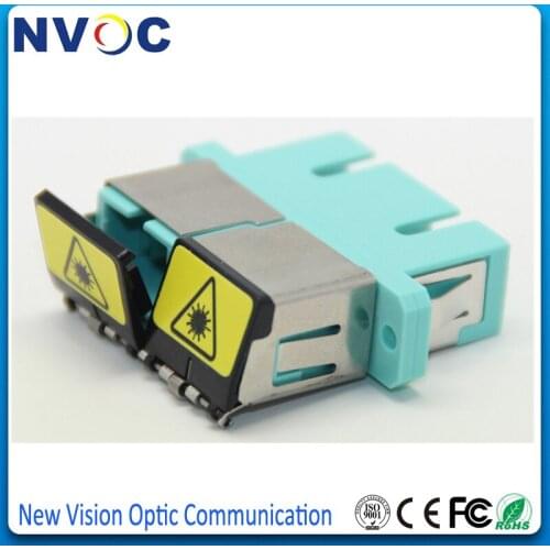 100Pcs/Lot,SC OM3 MM Duplex Fiber Optic Adapter with Shutter,SC UPC Shuttered Fiber Telecommunication Level Coupler Connector