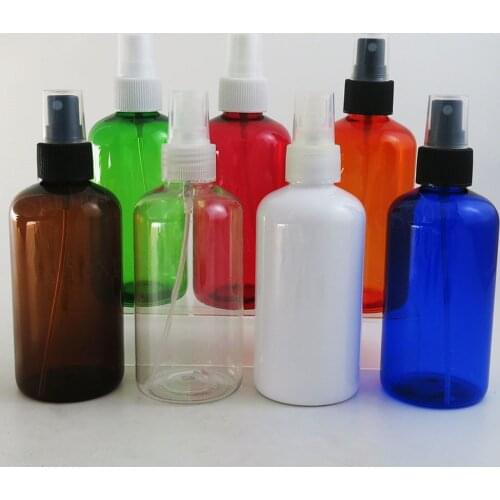 12 x 220ML Refillable Large Red Blue Green White Orange Clear Amber Mist Spray Round Bottles Plastic Cosmetic Atomizer Container