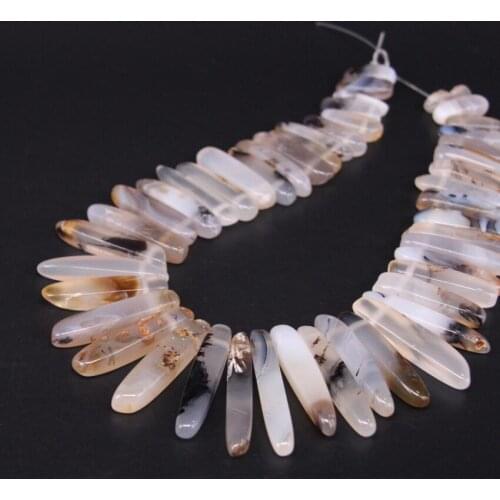 15.5"strand Polished Natural Landscape Agates Top Drilled Slice Point Pendant Beads,Raw Gems Stone Stick Nugget Graduated Beads