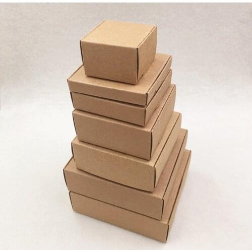 20Pcs/Lot Multiple 8 Size Series Brown Kraft Paper Card Box Carton For Handmade Birthday Cup Cake Display Packing Storage Cases
