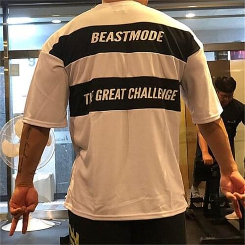 2021 NEW Men T-shirt Mens Fitness Short Sleeve T-shirt Gyms Bodybuilding Shirt Men Muscle Loose fit Fitness Mens Short Sleeve