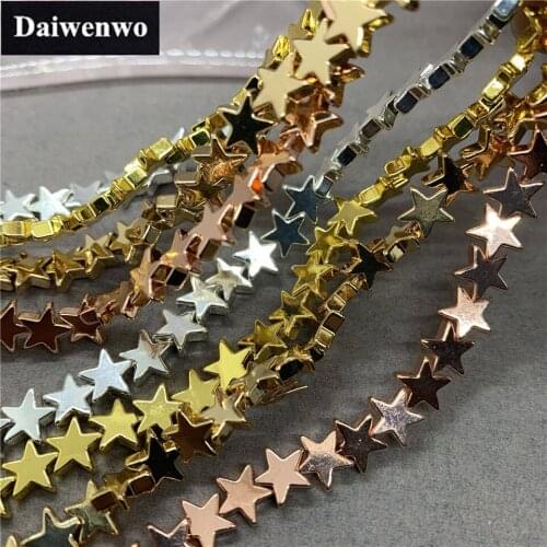 4 Colors Plated Silver Gold Hematite Pentagram Star Loose Beads Diy Jewelry Accessories