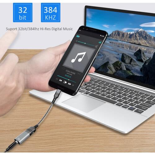 2021 Newest 2 In 1 Headphone Adapter Type C To 3.5MM Jack Adapter 32bit/384khz Splitter for Samsung S21 Note 20 Ultra Pixel 5