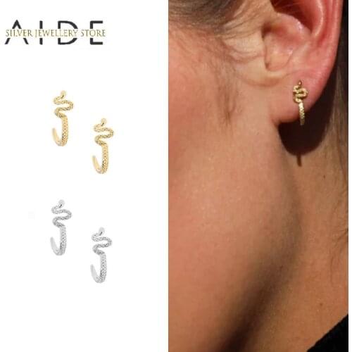 AIDE Punk 925 Sterling Silver Stud Earrings for Women Cool Girl Fashion Snake Pendientes Piercing Earring Fine Jewelry kolczyki
