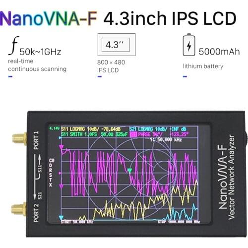 NanoVNA-F VNA SWR Meter VHF UHF Antenne Analyzer + 4.3 IPS LCD + Metal Case Vector Network Analyzer 50KHz-1000MHz