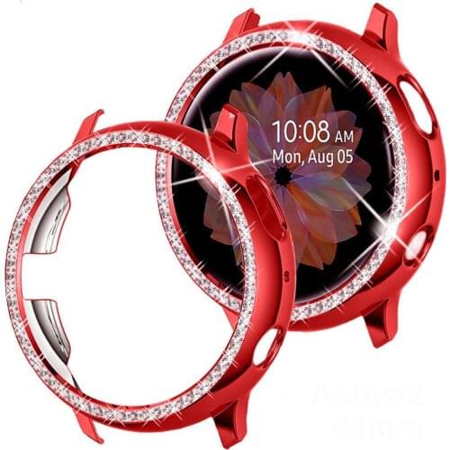 Rhinestone Inlaid Anti-fall Protection Cover for Samsung Galaxy Watch Active2 Accessories Protective Case