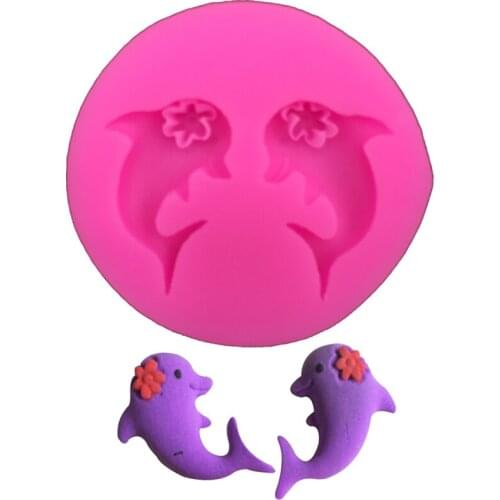 Dolphin Shape fondant silicone mold for kitchen baking chocolate pastry candy Clay making cupcake lace decoration tools FT-0103