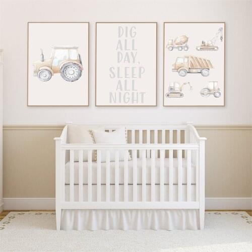 Watercolor Tractor Boy Car Canvas Painting Posters And Prints Gift Wall Baby Room Home Decoration Frameless Art Picture