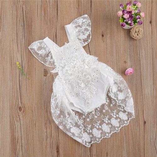 Toddler Infant Baby Girls Elegant Rompers Summer Short Sleeve Backless Lace Crochet Jumpsuit Romper Baby Girls Clothes Sunsuit