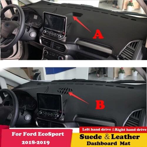 For Ford EcoSport 2018 2019 Leather Dashmat Dashboard Cover Pad Dash Mat Protect Carpet Car Styling Accessories Suede