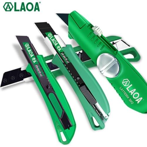 LAOA 10PCS Sliding Blade Knife Paper Cutter Pocket Knife Sharp Angle Art Knife SK5 Blade Film Cutter Wallpaper Cutter