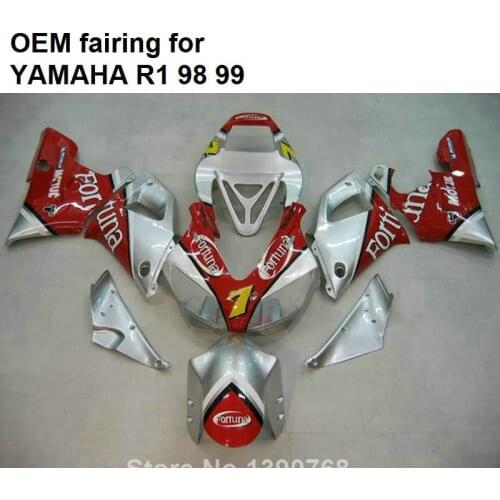 Hot sale fairings for Yamaha injection mold YZF R1 1998 1999 silver red motorcycle fairings kit YZFR1 98 99 CN33