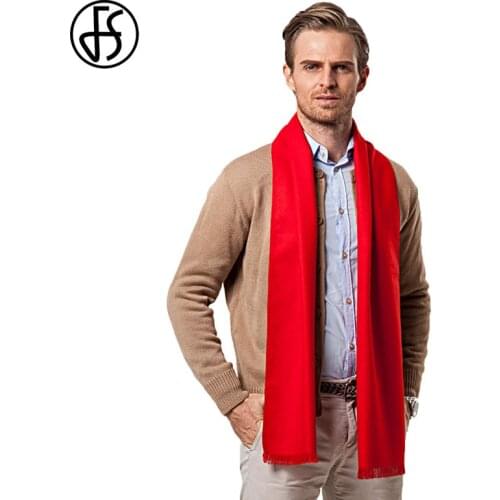 FS European Solid Color Men Red Scarf Brand Designer Style Wool Soft Cashmere Scarves Cachecol Masculino Inverno Winter Shawls