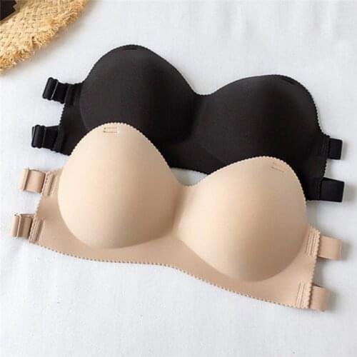 Sexy Backless Invisible Bra Push Up For Women Lingerie Seamless Brassiere No Sewing Bra Black Strapless Bandeau