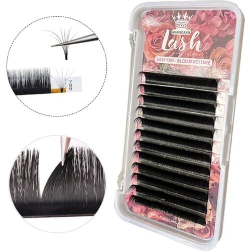 New Best Selling Cashmere Easy Fan Lashes 1s Blooming Fans Fast Fanning Lash Extension Tray Volume Russian Matte Flowering Fan
